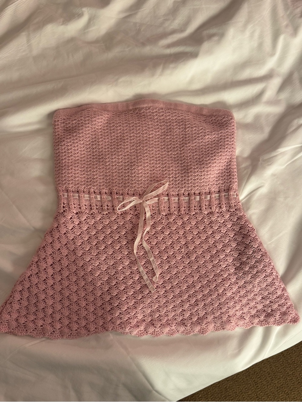 Hollister Dusty Pink Strapless Knit Peplum Sweater